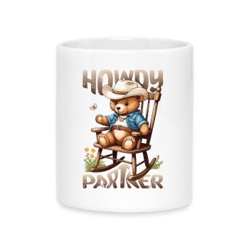 Süßer Bär mit Cowboyhut - Tasse mit Herzhenkel - Weiß - Vorne