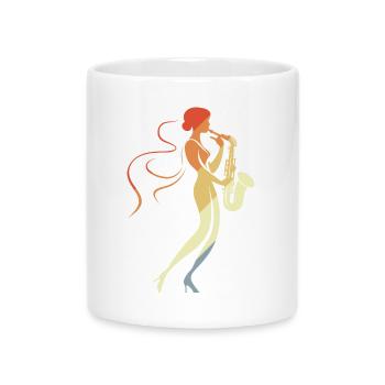 Saxophone Woman - Mug with Heart-Shaped Handle - white - Front