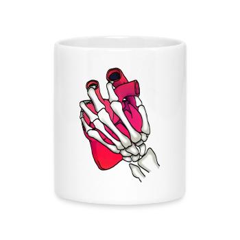 Coeur dans la main squelette - Mug avec anse en forme de cœur - blanc - Devant