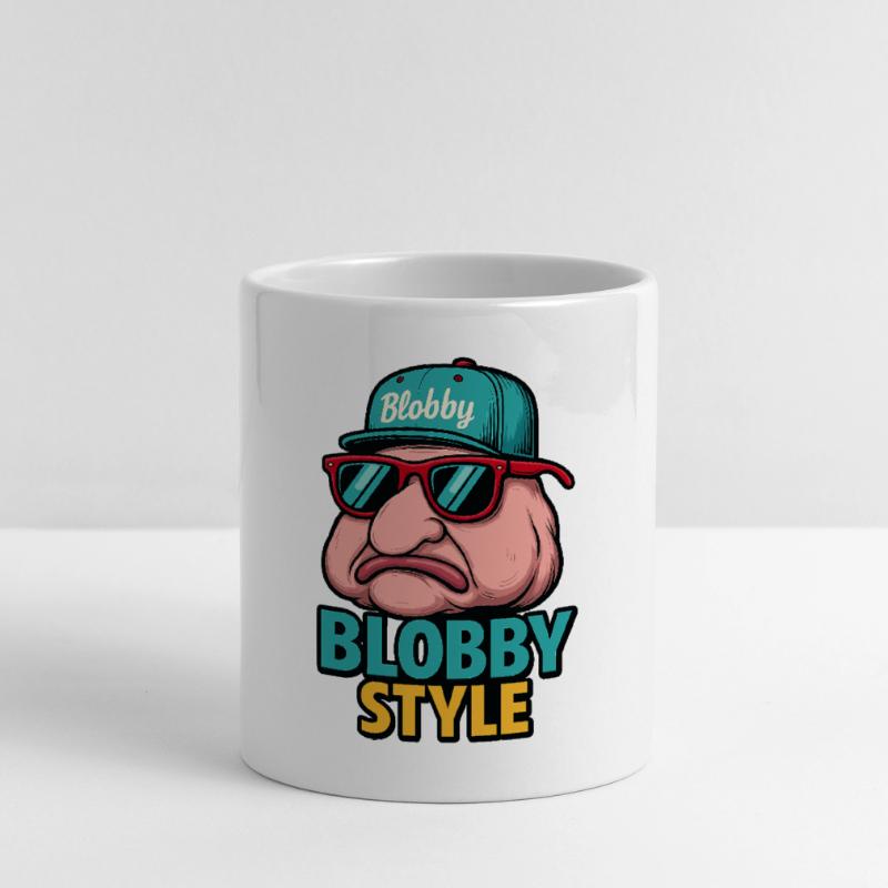 Blobby Style Cartoon Tee Tasse mit Herzhenkel