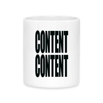 « Contenu de contenu » - Pour les créateurs, les nerds et les hommes des médias - Mug avec anse en forme de cœur - blanc - Devant