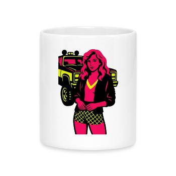 Woman with Truck - Mug with Heart-Shaped Handle - white - Front