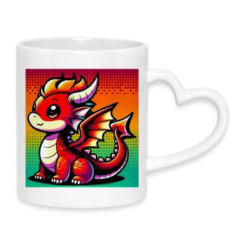dragon - Mug with Heart-Shaped Handle - white - Right