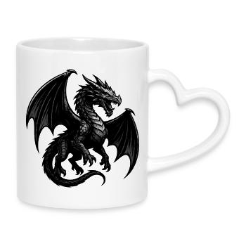 Drache im Malflug - Tasse mit Herzhenkel - Weiß - Rechts
