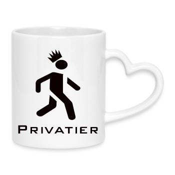 Privatier - Runner mit Krone Design schwarz - Tasse mit Herzhenkel - Weiß - Rechts