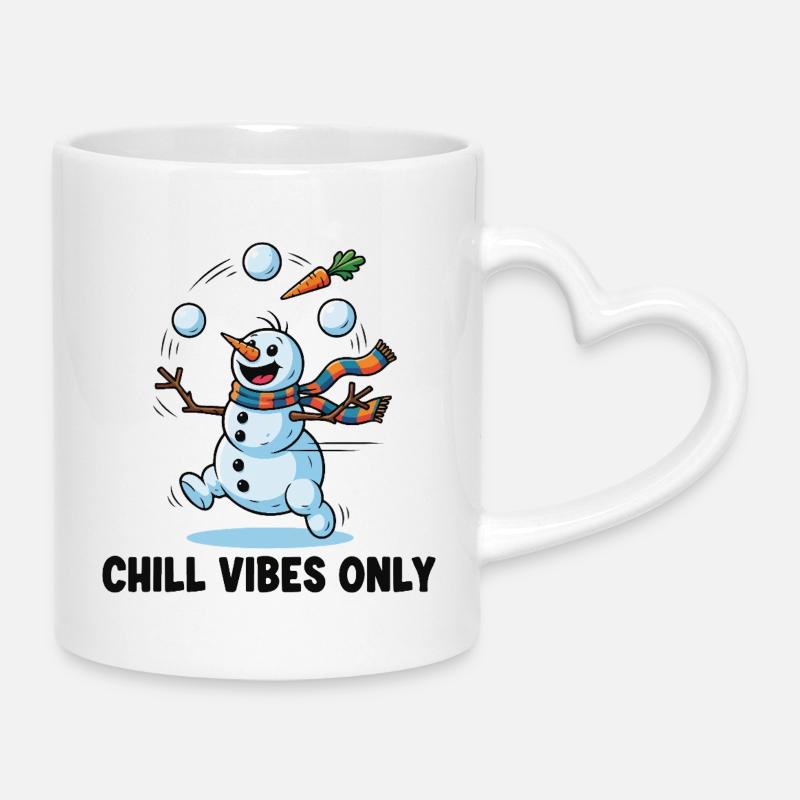 Frosty Juggler: Chill Vibes - Mug with Heart-Shaped Handle - white