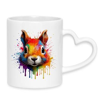 Colorful Squirrel - Mug with Heart-Shaped Handle - white - Right