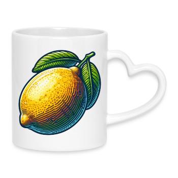 Citron éclatant et feuilles vertes - Mug avec anse en forme de cœur - blanc - Droite