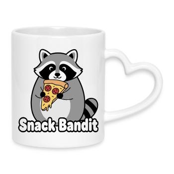 Snack Bandit Pizza raton laveur - Mug avec anse en forme de cœur - blanc - Droite