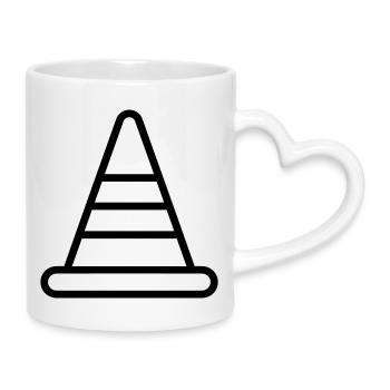 Kegel - Tasse mit Herzhenkel - Weiß - Rechts