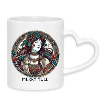 Yule Maiden Stechpalmenkreis - Tasse mit Herzhenkel - Weiß - Rechts
