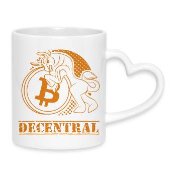 Decentral – Classic Bitcoin Design - Mug with Heart-Shaped Handle - white - Right