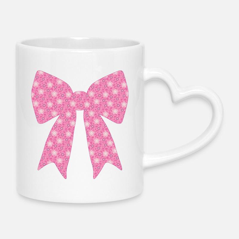 Pink Ribbon - Mug with Heart-Shaped Handle - white