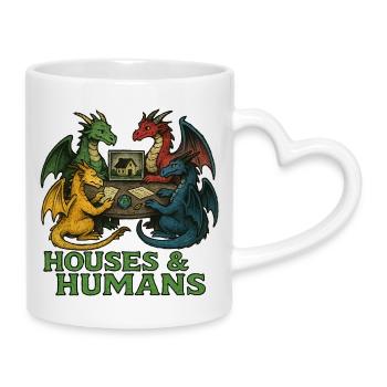 Les dragons à la table des maisons - Mug avec anse en forme de cœur - blanc - Droite