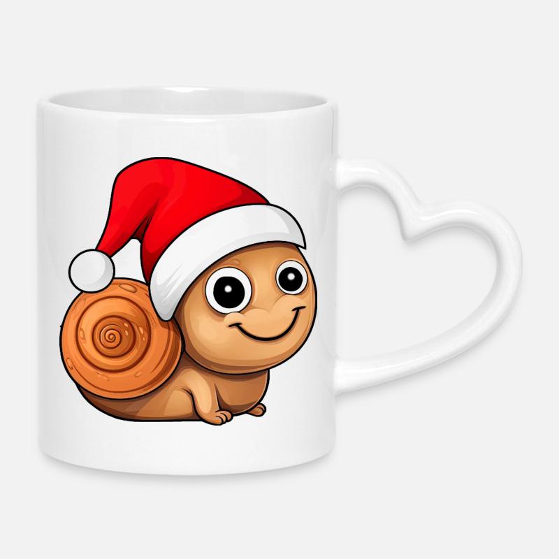 Christmas Snails - Mug with Heart-Shaped Handle - white