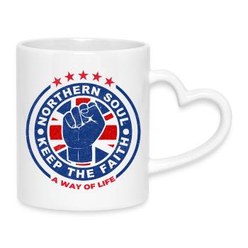 Northern Soul Fist Emblem Keep the Faith - Mug with Heart-Shaped Handle - white - Right
