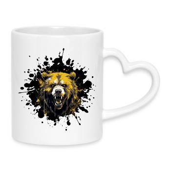 Bear Animal Paint Splash - Mug with Heart-Shaped Handle - white - Right
