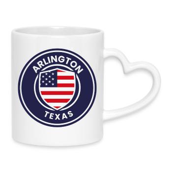 Arlington-Texas-Emblem mit Flagge - Tasse mit Herzhenkel - Weiß - Rechts