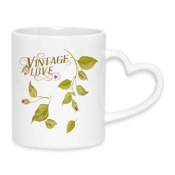 Vintage Love Rosenranken - Tasse mit Herzhenkel - Weiß - Rechts