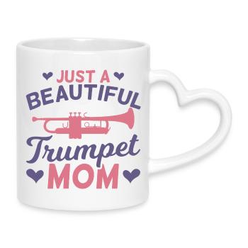 Trompetenspieler Mama - Tasse mit Herzhenkel - Weiß - Rechts