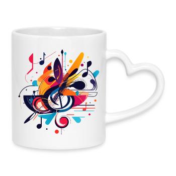 Notes de clé de musique signes de couleur - Mug avec anse en forme de cœur - blanc - Droite