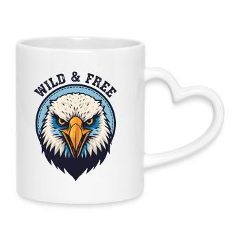 Wild and Free Eagle - Mug with Heart-Shaped Handle - white - Right