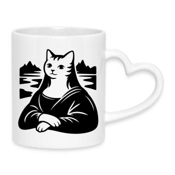 Cat Lisa Portrait - Mug with Heart-Shaped Handle - white - Right