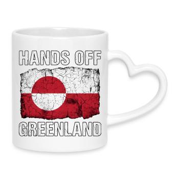 Hands Off Greenland Distressed Flag Design - Tasse mit Herzhenkel - Weiß - Rechts