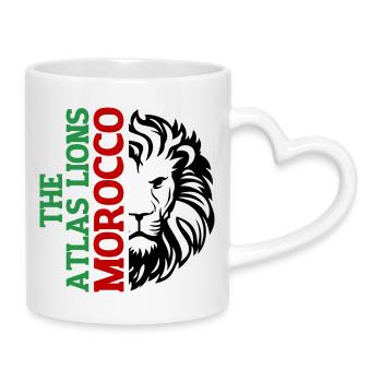 Vertikale Marokko-Typografie mit AtlasLion - Tasse mit Herzhenkel - Weiß - Rechts