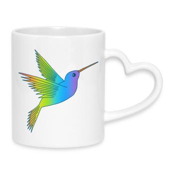Oiseau arc-en-ciel - Mug avec anse en forme de cœur - blanc - Droite