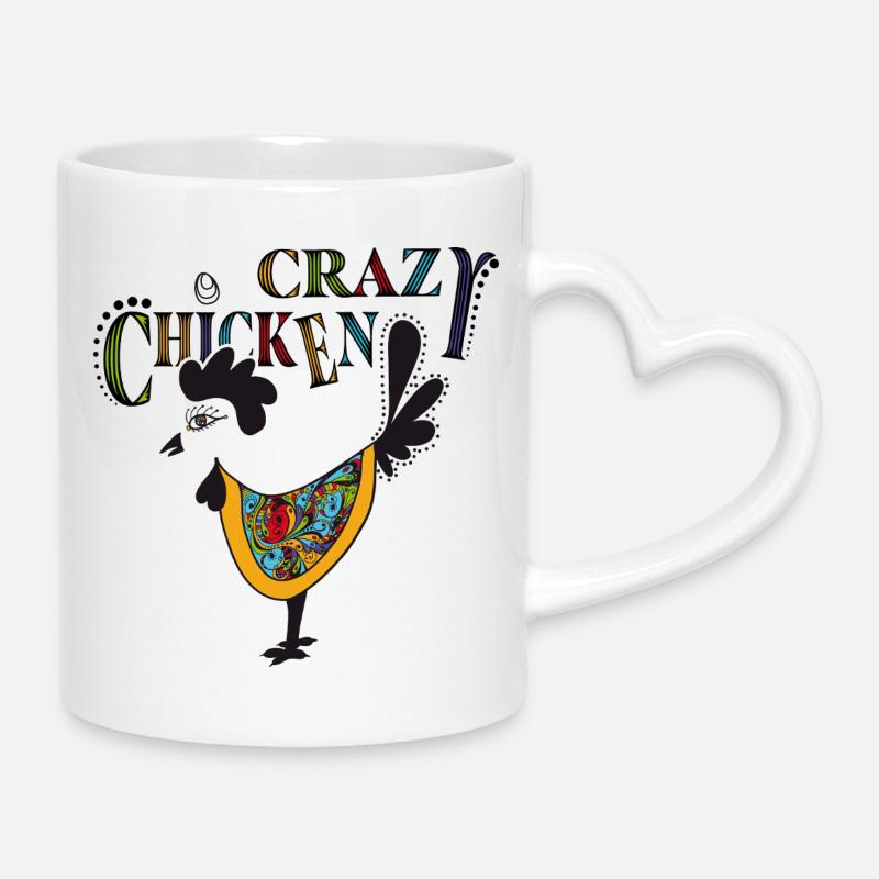 Hühner Fans -  Hahn - Gockel - Seidenhuhn - Bio - Tasse mit Herzhenkel - Weiß