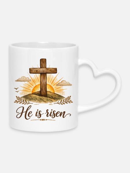 he is risen - Tasse mit Herzhenkel - Weiß
