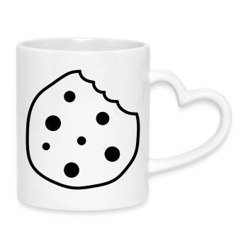 Cookie aux pépites de chocolat - Mug avec anse en forme de cœur - blanc - Droite