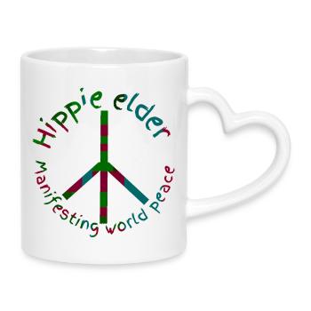 Hippies-Frieden - Tasse mit Herzhenkel - Weiß - Rechts