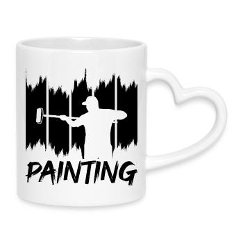 Haus streichen - Tasse mit Herzhenkel - Weiß - Rechts