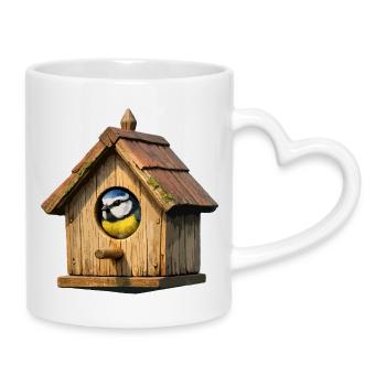 Vogelhaus Blau - Tasse mit Herzhenkel - Weiß - Rechts