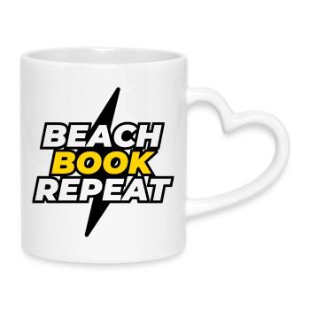 Répétition du livre de plage - Mug avec anse en forme de cœur - blanc - Droite
