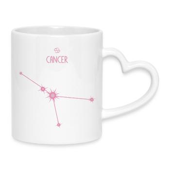 Krebs-Sternzeichen Sternbild Pastellrosa - Tasse mit Herzhenkel - Weiß - Rechts