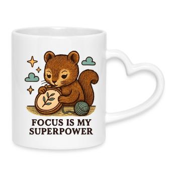 La concentration est mon super-pouvoir – l’écureuil - Mug avec anse en forme de cœur - blanc - Droite