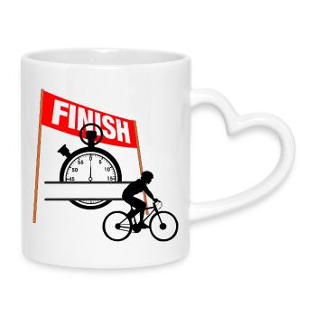 Persönliche Zeit im Radsport - Tasse mit Herzhenkel - Weiß - Rechts