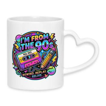 Je viens de la cassette rétro des années 90 - Mug avec anse en forme de cœur - blanc - Droite