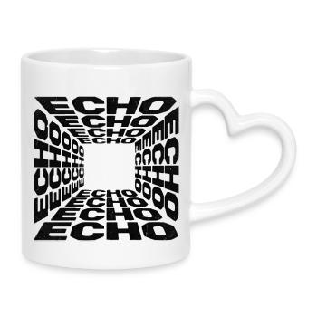 Tunnel hallt typografisches Muster wider - Tasse mit Herzhenkel - Weiß - Rechts