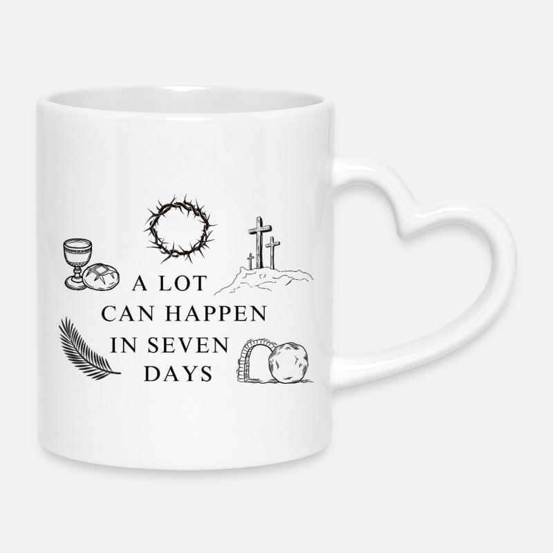 Beaucoup de choses peuvent se passer en sept jours - Mug avec anse en forme de cœur - blanc