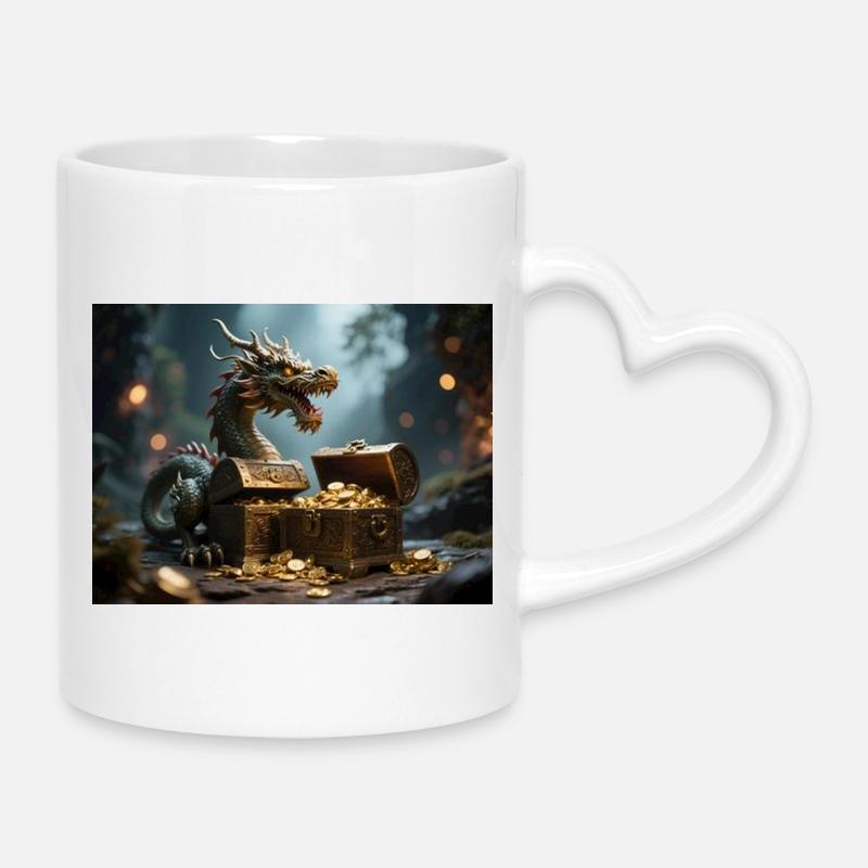 Trésor de dragon dans le dragon de feu - Mug avec anse en forme de cœur - blanc