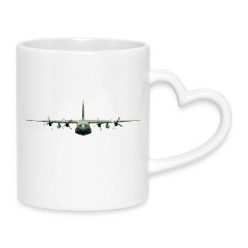 Conception d’avions militaires frontaux - Mug avec anse en forme de cœur - blanc - Droite