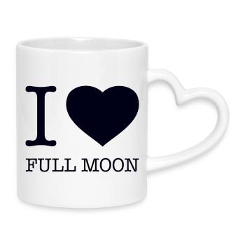 I love Full moon Vollmond - Tasse mit Herzhenkel - Weiß - Rechts