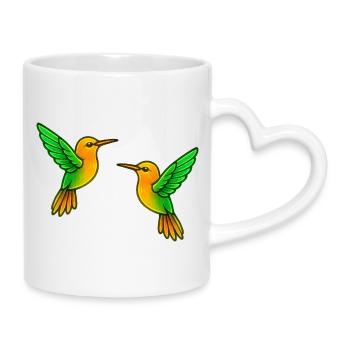 Doppelte Kolibri Farbenspiel - Tasse mit Herzhenkel - Weiß - Rechts
