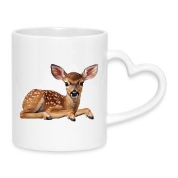 Fawn deer - Mug with Heart-Shaped Handle - white - Right