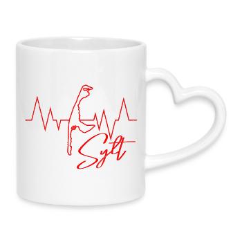 Nordsee Urlaub SYLT Insel Wattenmeer Lustiges - Tasse mit Herzhenkel - Weiß - Rechts
