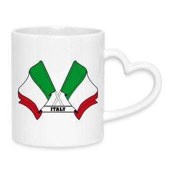 Italy Crossed Flags - Mug with Heart-Shaped Handle - white - Right